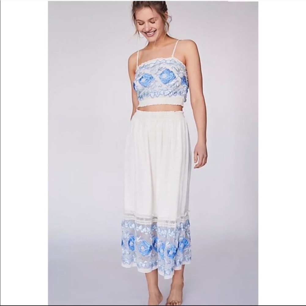 Free People embroidered two piece set